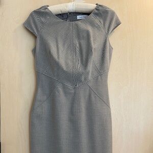 Grey Calvin Klein tailored cap-sleeve dress